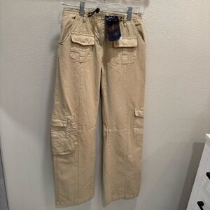 Brandy Melville Pants Womens OS khaki Kim Cargo Straight Ripstop Outdoor NWT